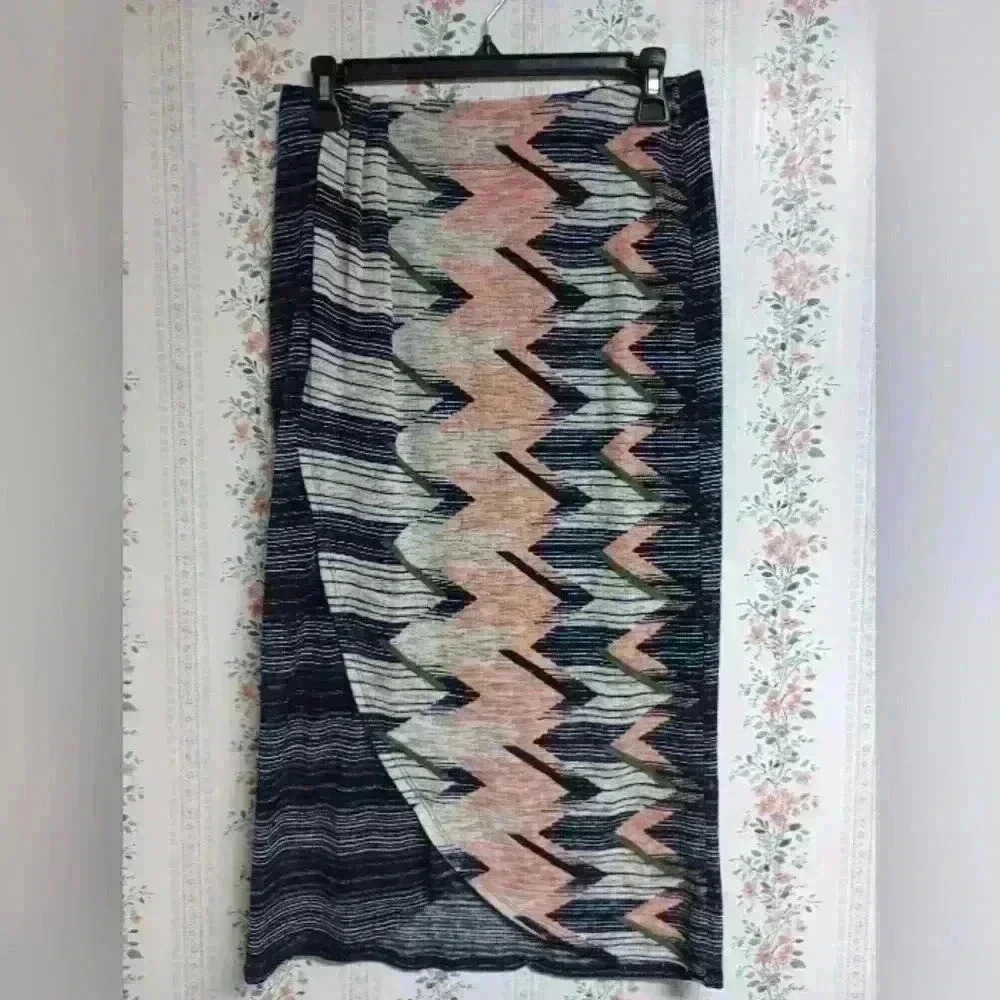 Maeve Anthropologie Skirt Women Small Midi Plata Chevron Striped Boho Tulip Hem